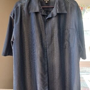 George Men's Black Striped Casual Button Down Shirt